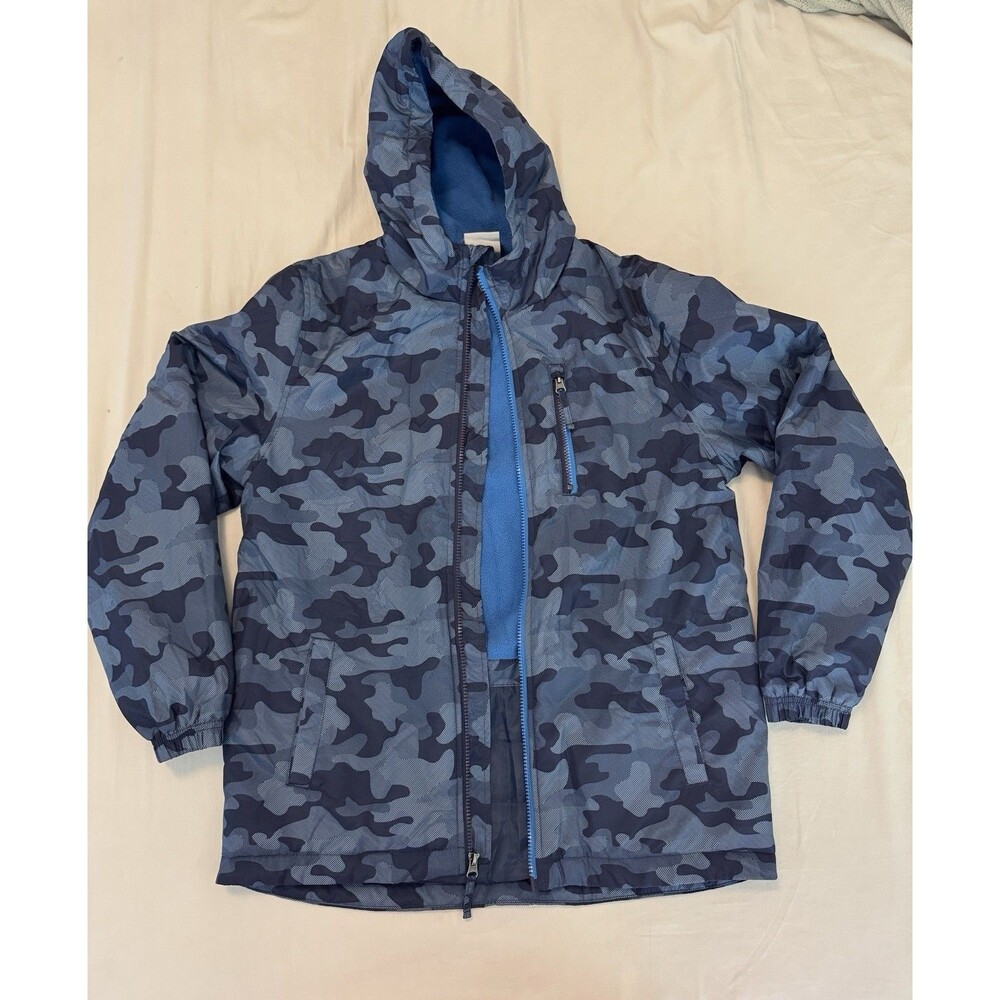 Mountain Club Boys Blue Camo Hooded Fleece-Lined Zip Jacket w/ Pockets XL